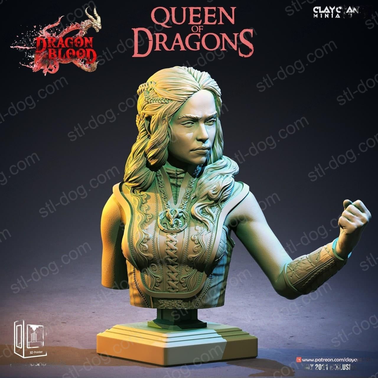 权力的游戏 龙妈 (Dragon Queen)半身像3D打印图纸